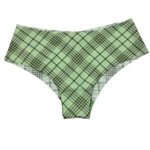 NWT PINK‎ Victoria's Secret Cheekster Panty Plaid Green Size M